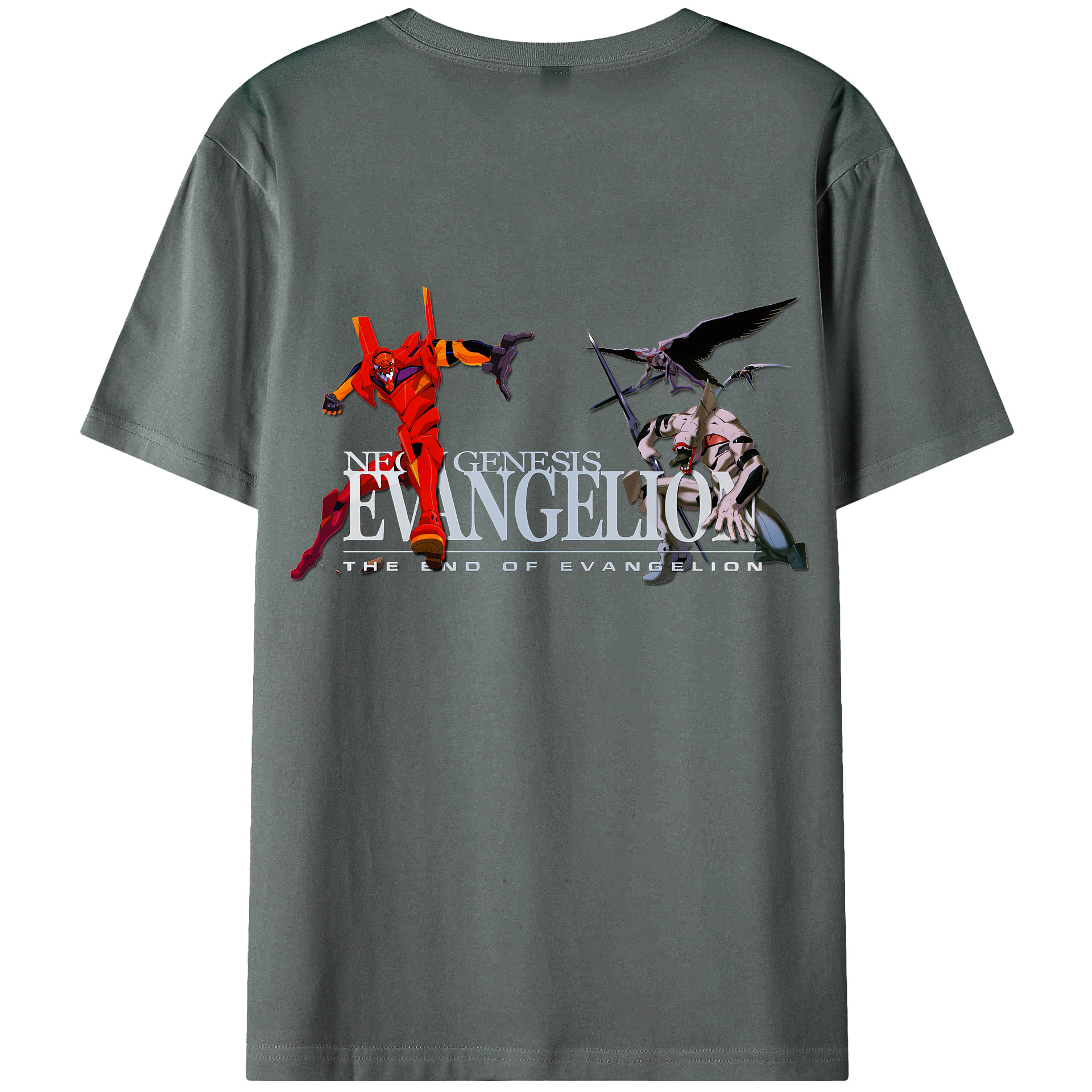 （画像用） EVA 新世紀エヴァンゲリオン 綿100％ メンズ半袖Tシャツ（バックプリント） 通気性